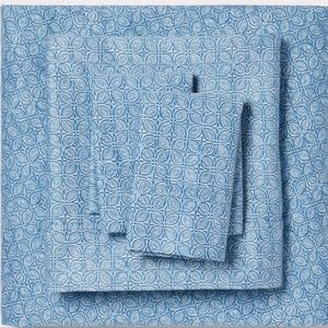 Threshold Performance Blue Tile Queen Sheet Set 400 Thread Count New